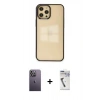 MARSİLYAN™- iPhone 12 Pro Max Kılıf Doruk Doku Prime - Şeffaf Uv Polymer Nano Ekran Koruyucu + Neon Fosforlu Kamera Lens - BZ