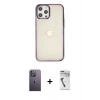 MARSİLYAN™- iPhone 12 Pro Max Kılıf Doruk Doku Prime - Şeffaf Uv Polymer Nano Ekran Koruyucu + Neon Fosforlu Kamera Lens - BZ