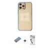MARSİLYAN™- iPhone 12 Pro Max Kılıf Doruk Doku Prime - Şeffaf Uv Polymer Nano Ekran Koruyucu + Gümüş Shine Kamera Lens Koruma Cam