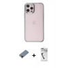 MARSİLYAN™- iPhone 12 Pro Max Kılıf Doruk Doku Prime - Şeffaf Uv Polymer Nano Ekran Koruyucu + Metal Kamera Lens Koruma Cam - KI