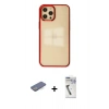 MARSİLYAN™- iPhone 12 Pro Max Kılıf Doruk Doku Prime - Şeffaf Uv Polymer Nano Ekran Koruyucu + Renkli Kamera Lens Koruma Cam - MI