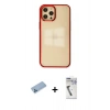 MARSİLYAN™- iPhone 12 Pro Max Kılıf Doruk Doku Prime - Şeffaf Uv Polymer Nano Ekran Koruyucu + Mavi Shine Kamera Lens Koruma Cam