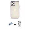 MARSİLYAN™- iPhone 12 Pro Max Kılıf Doruk Doku Prime - Şeffaf Uv Polymer Nano Ekran Koruyucu + Mavi Shine Kamera Lens Koruma Cam