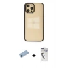 MARSİLYAN™- iPhone 12 Pro Max Kılıf Doruk Doku Prime - Şeffaf Uv Polymer Nano Ekran Koruyucu + Mavi Shine Kamera Lens Koruma Cam
