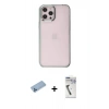 MARSİLYAN™- iPhone 12 Pro Max Kılıf Doruk Doku Prime - Şeffaf Uv Polymer Nano Ekran Koruyucu + Mavi Shine Kamera Lens Koruma Cam