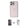 MARSİLYAN™- iPhone 12 Pro Max Kılıf Doruk Doku Prime - Şeffaf Uv Polymer Nano Ekran Koruyucu + Neon Fosforlu Kamera Lens - TU