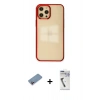 MARSİLYAN™- iPhone 12 Pro Max Kılıf Doruk Doku Prime - Şeffaf Uv Polymer Nano Ekran Koruyucu + Shine Kamera Lens Koruma Cam - PE
