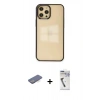 MARSİLYAN™- iPhone 12 Pro Max Kılıf Doruk Doku Prime - Şeffaf Uv Polymer Nano Ekran Koruyucu + Renkli Kamera Lens Koruma Cam - MI