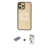 MARSİLYAN™- iPhone 12 Pro Max Kılıf Doruk Doku Prime - Şeffaf Uv Polymer Nano Ekran Koruyucu + Renkli Kamera Lens Koruma Cam - SI