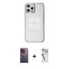 MARSİLYAN™- iPhone 12 Pro Max Kılıf Doruk Doku Prime - Şeffaf Uv Polymer Nano Ekran Koruyucu + Neon Fosforlu Kamera Lens - TU