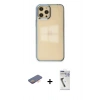 MARSİLYAN™- iPhone 12 Pro Max Kılıf Doruk Doku Prime - Şeffaf Uv Polymer Nano Ekran Koruyucu + Turuncu Renkli Kamera Lens Koruma Cam
