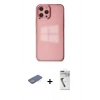 MARSİLYAN™- iPhone 12 Pro Max Kılıf Doruk Doku Prime - Şeffaf Uv Polymer Nano Ekran Koruyucu + Yeşil Renkli Kamera Lens Koruma Cam