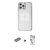 MARSİLYAN™- iPhone 12 Pro Max Kılıf Doruk Doku Prime - Şeffaf Uv Polymer Nano Ekran Koruyucu + Yeşil Renkli Kamera Lens Koruma Cam