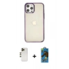 MARSİLYAN™- iPhone 12 Pro Max Kılıf Doruk Doku Prime - Siyah 18D Cam Ekran Koruyucu + Shine Kamera Lens - GD