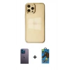 MARSİLYAN™- iPhone 12 Pro Max Kılıf Doruk Doku Prime - Siyah 18D Cam Ekran Koruyucu + Neon Fosforlu Kamera Lens - MI
