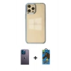 MARSİLYAN™- iPhone 12 Pro Max Kılıf Doruk Doku Prime - Siyah 18D Cam Ekran Koruyucu + Neon Fosforlu Kamera Lens - MI