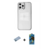 MARSİLYAN™- iPhone 12 Pro Max Kılıf Doruk Doku Prime - Siyah 18D Cam Ekran Koruyucu + Shine Kamera Lens Koruma Cam - MI