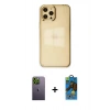 MARSİLYAN™- iPhone 12 Pro Max Kılıf Doruk Doku Prime - Siyah 18D Cam Ekran Koruyucu + Neon Fosforlu Kamera Lens - YL