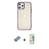 MARSİLYAN™- iPhone 12 Pro Max Kılıf Doruk Doku Prime - Siyah 20D Premium Cam Ekran Koruyucu + Shine Kamera Lens Koruma Cam - GI