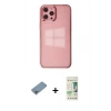 MARSİLYAN™- iPhone 12 Pro Max Kılıf Doruk Doku Prime - Siyah 20D Premium Cam Ekran Koruyucu + Shine Kamera Lens Koruma Cam - GI
