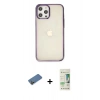 MARSİLYAN™- iPhone 12 Pro Max Kılıf Doruk Doku Prime - Siyah 20D Premium Cam Ekran Koruyucu + Shine Kamera Lens Koruma Cam - GD