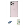 MARSİLYAN™- iPhone 12 Pro Max Kılıf Doruk Doku Prime - Siyah 20D Premium Cam Ekran Koruyucu + Shine Kamera Lens Koruma Cam - GD