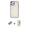 MARSİLYAN™- iPhone 12 Pro Max Kılıf Doruk Doku Prime - Siyah 20D Premium Cam Ekran Koruyucu + Metal Kamera Lens Koruma Cam - KI