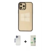 MARSİLYAN™- iPhone 12 Pro Max Kılıf Doruk Doku Prime - Siyah 20D Premium Cam Ekran Koruyucu + Shine Kamera Lens - LT