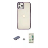 MARSİLYAN™- iPhone 12 Pro Max Kılıf Doruk Doku Prime - Siyah 20D Premium Cam Ekran Koruyucu + Renkli Kamera Lens Koruma Cam - MI