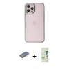 MARSİLYAN™- iPhone 12 Pro Max Kılıf Doruk Doku Prime - Siyah 20D Premium Cam Ekran Koruyucu + Renkli Kamera Lens Koruma Cam - MI