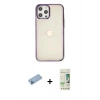 MARSİLYAN™- iPhone 12 Pro Max Kılıf Doruk Doku Prime - Siyah 20D Premium Cam Ekran Koruyucu + Shine Kamera Lens Koruma Cam - MI