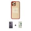MARSİLYAN™- iPhone 12 Pro Max Kılıf Doruk Doku Prime - Siyah 20D Premium Cam Ekran Koruyucu + Neon Fosforlu Kamera Lens - BZ
