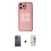 MARSİLYAN™- iPhone 12 Pro Max Kılıf Doruk Doku Prime - Siyah 20D Premium Cam Ekran Koruyucu + Neon Fosforlu Kamera Lens - BZ