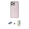 MARSİLYAN™- iPhone 12 Pro Max Kılıf Doruk Doku Prime - Siyah 20D Premium Cam Ekran Koruyucu + Renkli Kamera Lens Koruma Cam - YL