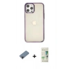 MARSİLYAN™- iPhone 12 Pro Max Kılıf Doruk Doku Prime - Siyah 20D Premium Cam Ekran Koruyucu + Shine Kamera Lens Koruma Cam - SH