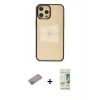MARSİLYAN™- iPhone 12 Pro Max Kılıf Doruk Doku Prime - Siyah 20D Premium Cam Ekran Koruyucu + Shine Kamera Lens Koruma Cam - SABE