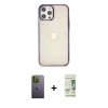 MARSİLYAN™- iPhone 12 Pro Max Kılıf Doruk Doku Prime - Siyah 20D Premium Cam Ekran Koruyucu + Neon Fosforlu Kamera Lens - YL