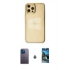 MARSİLYAN™- iPhone 12 Pro Max Kılıf Doruk Doku Prime - Siyah 34D Izgaralı Cam + Neon Fosforlu Kamera Lens - MI
