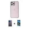 MARSİLYAN™- iPhone 12 Pro Max Kılıf Doruk Doku Prime - Siyah 34D Izgaralı Cam + Neon Fosforlu Kamera Lens - MI