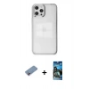 MARSİLYAN™- iPhone 12 Pro Max Kılıf Doruk Doku Prime - Siyah 34D Izgaralı Cam + Shine Kamera Lens Koruma Cam - PE