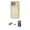 MARSİLYAN™- iPhone 12 Pro Max Kılıf Doruk Doku Prime - Siyah 34D Izgaralı Cam + Renkli Kamera Lens Koruma Cam - YL