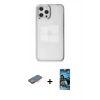 MARSİLYAN™- iPhone 12 Pro Max Kılıf Doruk Doku Prime - Siyah 34D Izgaralı Cam + Renkli Kamera Lens Koruma Cam - TU
