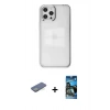MARSİLYAN™- iPhone 12 Pro Max Kılıf Doruk Doku Prime - Siyah 34D Izgaralı Cam + Renkli Kamera Lens Koruma Cam - YL