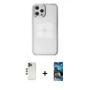 MARSİLYAN™- iPhone 12 Pro Max Kılıf Doruk Doku Prime - Siyah 34D Izgaralı Cam + Shine Kamera Lens - GD
