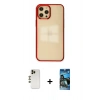 MARSİLYAN™- iPhone 12 Pro Max Kılıf Doruk Doku Prime - Siyah 34D Izgaralı Cam + Shine Kamera Lens - GD
