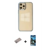 MARSİLYAN™- iPhone 12 Pro Max Kılıf Doruk Doku Prime - Siyah 34D Izgaralı Cam + Shine Kamera Lens Koruma Cam - SABE