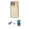 MARSİLYAN™- iPhone 12 Pro Max Kılıf Doruk Doku Prime - Siyah 34D Izgaralı Cam + Shine Kamera Lens Koruma Cam - SH