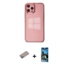 MARSİLYAN™- iPhone 12 Pro Max Kılıf Doruk Doku Prime - Siyah 34D Izgaralı Cam + Shine Kamera Lens Koruma Cam - SABE