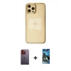 MARSİLYAN™- iPhone 12 Pro Max Kılıf Doruk Doku Prime - Siyah 34D Izgaralı Cam + Neon Fosforlu Kamera Lens - TU