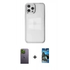 MARSİLYAN™- iPhone 12 Pro Max Kılıf Doruk Doku Prime - Siyah 34D Izgaralı Cam + Neon Fosforlu Kamera Lens - YL